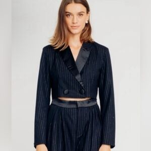 Torn by Ronny Kobo Elegant Black Pinstripe Women's Blazer $220 MSRP